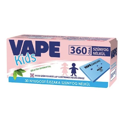 Vape elektromos Szúnyogriasztó lapkás út. 30db-os Kids Zöld tea (36db/#)