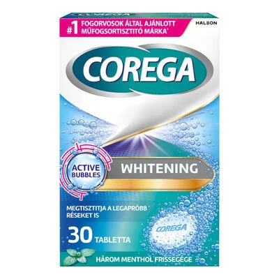 Corega műfogsortisztító tabletta 30db-os Whitening (12db/#)