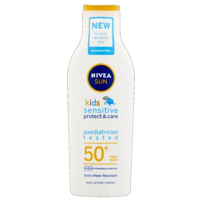 Nivea naptej 200ml 50+faktor Babies&Kids Sensitive Protect&Care (12db/krt)